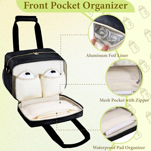 Breastmilk Cooler Bag with Ice Pack, Wearable Breast Pump Storage Bag, Insulated Bottle Travel Bag Compatible with Momcoz...