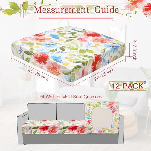 Newwiee 12 Pcs Patio Cushion Covers Outdoor Stretch Sofa Couch Cover Replacement Couch Slipcover Sofa Seat Chair Porch Pat...