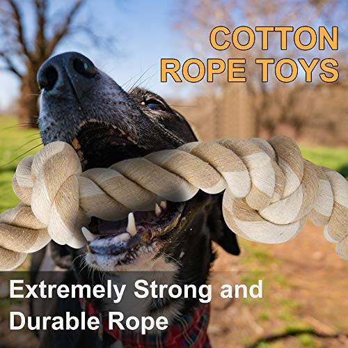 Fida Dog Rope Toys for Large/Medium Aggressive Chewers, Tough Cotton Chew Toy, 3 Feet 5 Knots Indestructible, Tug of War D...