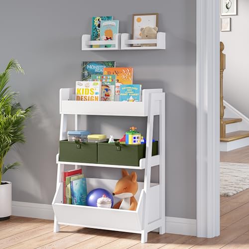 RiverRidge Kids 2pc Folding Storage Bins Set - 10.5” Bin Organizer with Handles - Olive Closet Organizer and Storage for T...