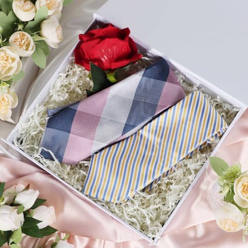 LFBOX White Gift Box with Ribbon Magnetic Lids 10.2x9x3.74 in, Christmas Gift Boxes Bridesmaid Groomsman Proposal Boxes, W...