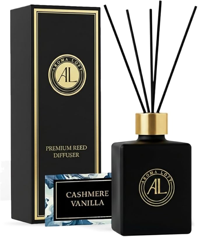 Aroma Loft Black Reed Diffusers for Home | Premium Fragrance Diffuser | Reed Diffuser Sticks in Oil Set with Cashmere Vani...