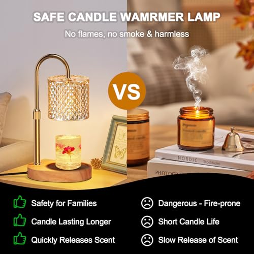 ZENLEA Candle Warmer Lamp with Timer, Candle Lamp with Dimmer, Wax Warmer Height Adjustable for Home Decor, Wax Melt Warme...