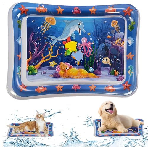 NLAIKE 2 Pieces Upgraded Thickened Cat Water Mat,Interactive Cat Toy for Indoor Cats to Exercise, Hunting,Swatting, Anti-S...