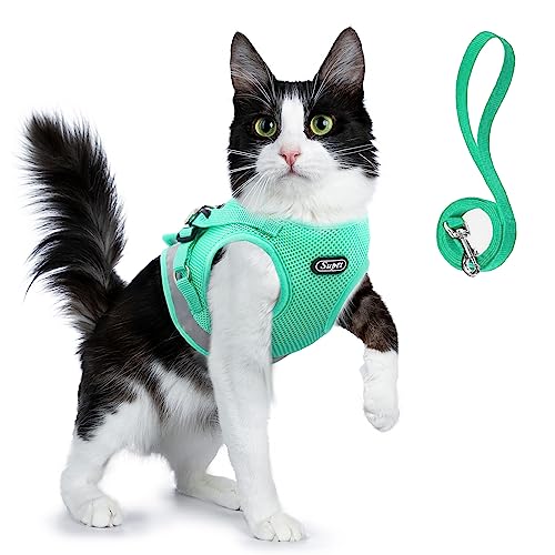 Supet Cat Harness and Leash Set - Soft Mesh Adjustable Cat Vest Harness with Reflective Strap for Walking Cat and Puppy Ra...
