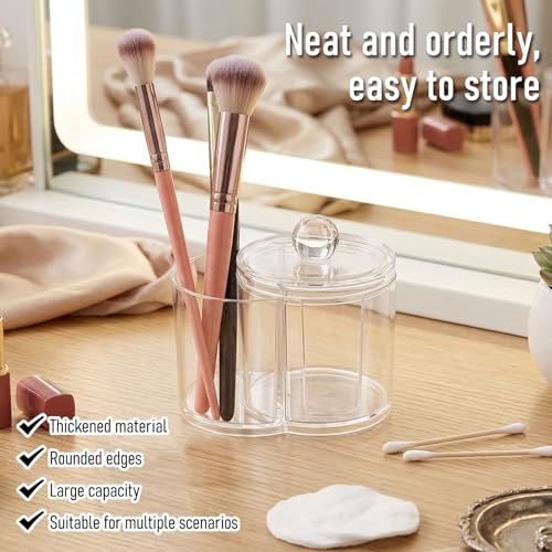 Exclaith Cotton Pad Holder Clear Pvc Cotton Ball Holder Makeup Pad Holders Dual Compartment Cottons Swab Dispenser Vanity ...