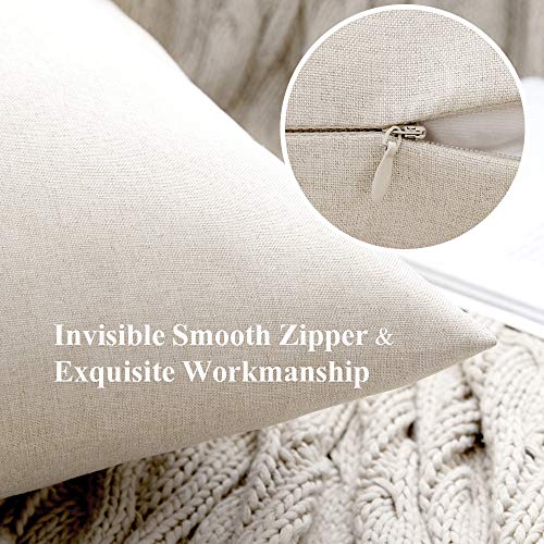 MIULEE Pack of 2 Decorative Outdoor Solid Waterproof Throw Pillow Covers Faux Linen Garden Farmhouse Cushion Cases for Pat...