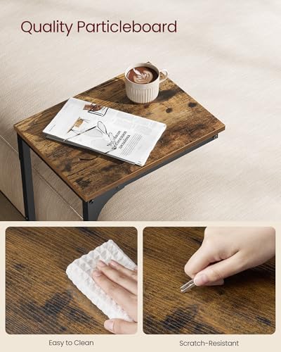 VASAGLE C-Shaped End Table, Small Side Table for Couch, Sofa Table with Metal Frame for Living Room, Bedroom, Bedside, Rus...