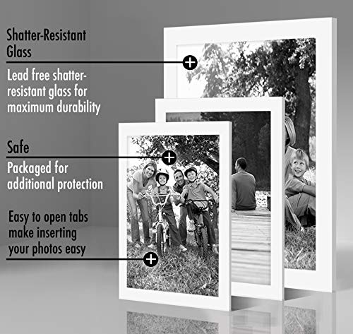 Americanflat Set of 10 Picture Frames with Shatter-Resistant Glass - Gallery Wall Frame Set with Two 8x10, Four 5x7 and Fo...