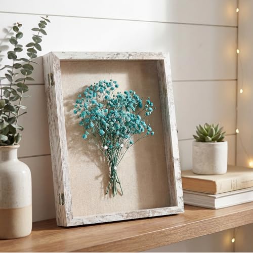 TILBLKUP Shadow Box Frame Display Case 13x16 Shadow Box with Linen Back, Real Glass Window Door with Hinge, Picture Frame ...