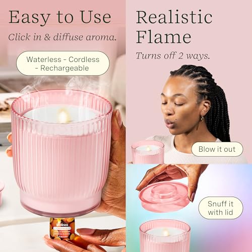 Lifelines Flameless Candle Aromatherapy Essential Oil Diffuser with 2 ClickWick Essential Oil Blends - Cordless & Waterles...