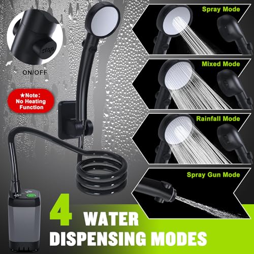 Portable Shower for Camping, [Long-Lasting] Spopal 6000mAh Rechargeable Camping Shower with Intelligent LED Display, 4 Spr...
