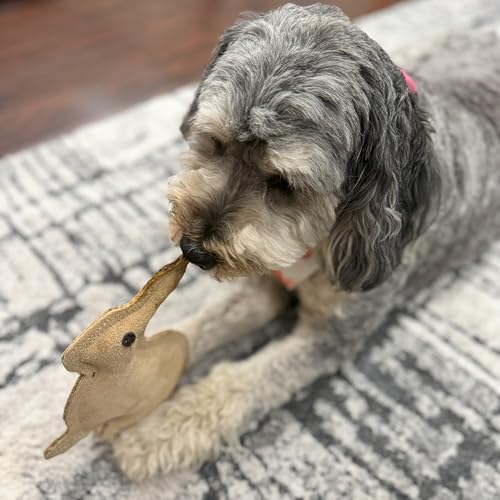 SPOT Dura-Fused Leather Rabbit Dog Toy – Durable Real Leather & Jute Chew Toy with Squeaker, Double-Stitched for Moderate ...