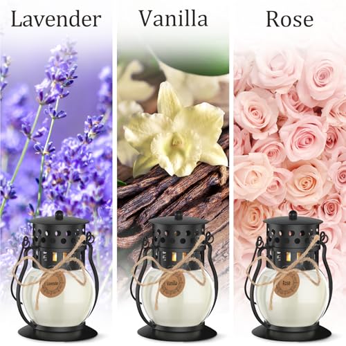 Scented Candles for Home, 3 Pack Retro Lantern Aromatherapy Candles for Home Scented, Lavender Candles Set, Soy Jar Candle...