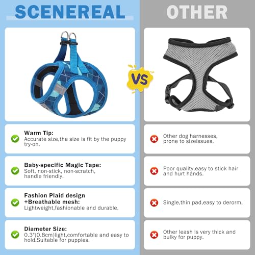 SCENEREAL Small Dog Harness and Leash Collar Set, Step in No Pull Soft Mesh Dog Harnesses for Small Medium Sized Dogs Pupp...