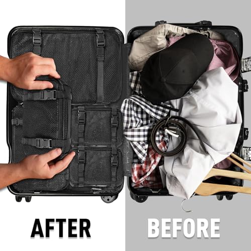 CASONMMAX 4 Set Tactical Packing Cubes ，Compressible Mesh Duffle Storage Bag,Portable Edc Molle Pouch Organizer.