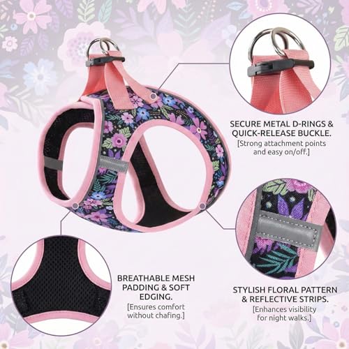 Mihqy Step in Dog Harness and Leash Set, Reflective Adjustable No Pull Dog Harness for Small Medium Dogs Puppy and Cats, S...