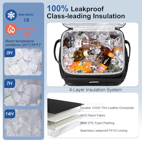 Weitars Insulated Cooler Backpack,Double Deck Waterproof Soft Cooler Bag,Backpack Coolers Leak Proof Lunch Backpack for Me...