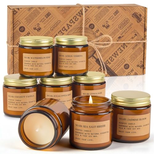 8 Pack Scented Candles for Home,Long Lasting Soy Wax Candle Gift Set, Aromatherapy Candle Gifts for Womens Birthday Annive...