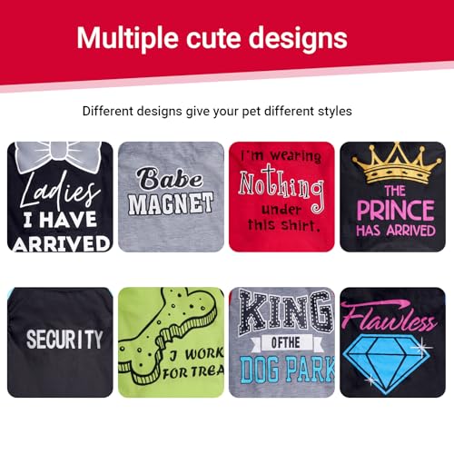 hoyuwak 8 Pieces Pet Shirts Funny Dog Printed Clothes Breathable Cool Puppy Sleeveless Vests for Summer