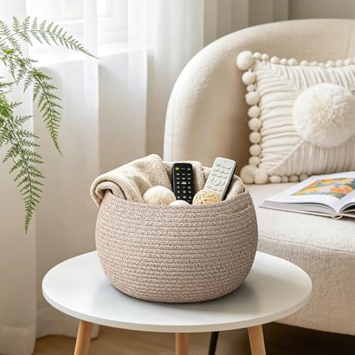 Goodpick Baby Basket for Nursery, Woven Basket for Home Décor, Round Wicker Baskets for Toy Storage, Diaper Caddy Organize...