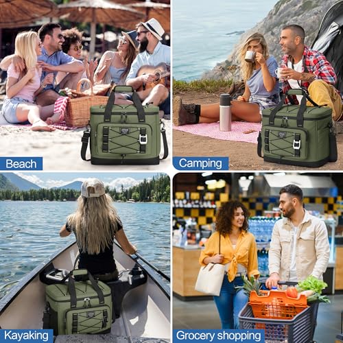 Large Insulated Cooler Bag, 50 Can Soft Sided Collapsible Ice Chest for Camping, Travel, Grocery, Kayaking & Beach (Waterp...