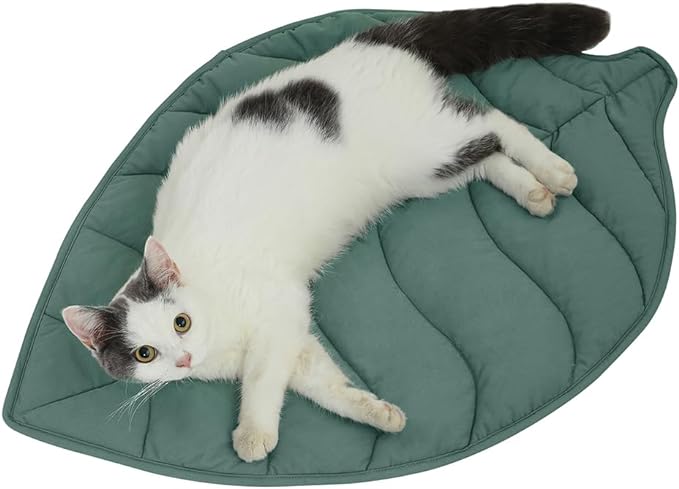 Letalong 30 X 20 Inch Leaf Shaped Cotton Cat Bed Pad, Warming Cat Mat, Pet Warming Pad for Cats, Warmer Mat for Feral and ...