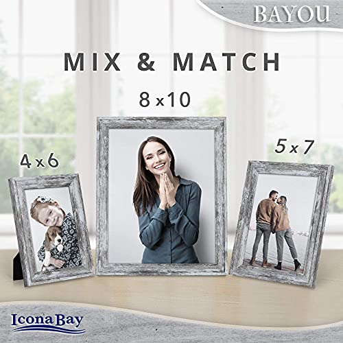 Icona Bay 4x6 Azure Gray Picture Frame, Cape Cod Style 4 x 6 Photo Frame, Table Top or Wall Mount, Bayou Collection