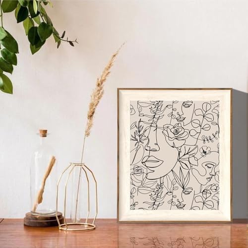 ASTRDECOR Abstract Framed Wall Art, Minimalist Boho Art Prints Women Portrait Line Art Wall Decor, Mid Century Wall Print...