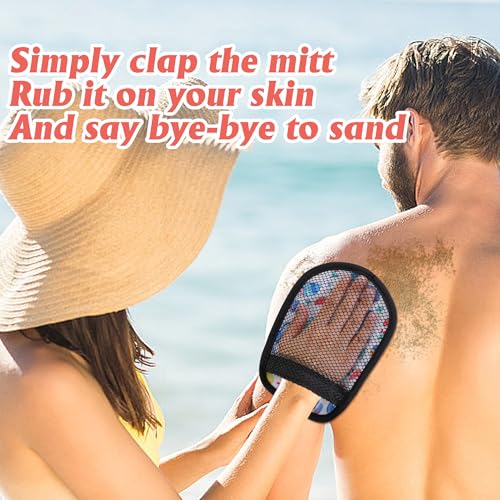 codree 2 Pcs Sand Wipe Off Mitts, Beach Theme Sand Remover for Beach, Beach Sand Remover Cleaner Mitts Bag, Beaches Travel...
