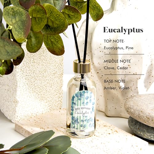 3 Pack Reed Diffuser Set, Linen Eucalyptus Citrus Scented Oil Reed Diffusers for Home, Bathroom, Office Decor, Aromatherap...