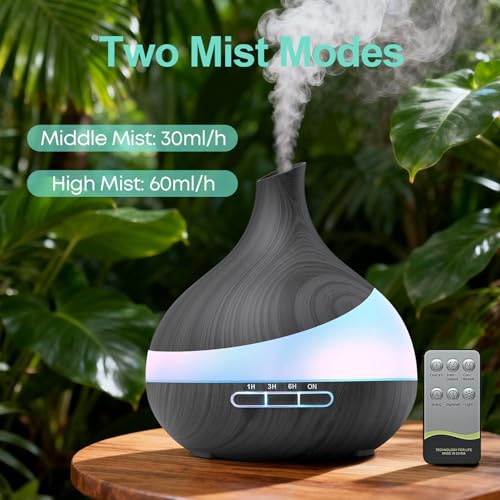 TDZXQQ Essential Oil Diffuser for Women, 500ml Aromatherapy Diffuser:14-Color LED, Dual Mist 30/60ml/h, Remote Control, Au...