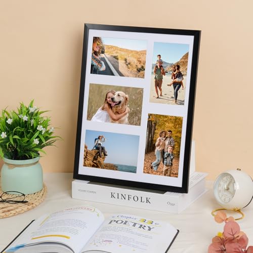 Fixwal Collage Picture Frame with Clear Plexiglass, Displays 5pcs 4x6 Photos or Use as One Frame for Gallery Wall Decor, S...