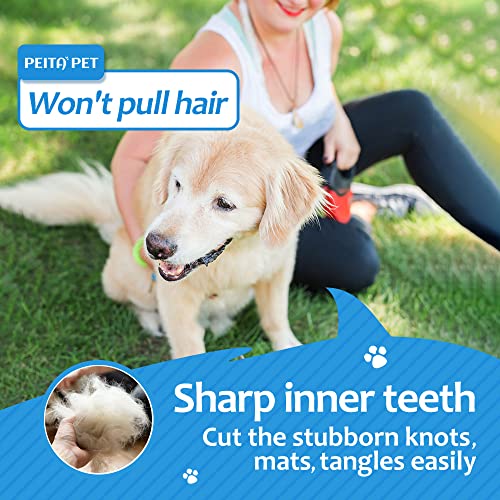 [ 2 in 1 design ] Undercoat Rake and Deshedding Tool for Dogs and Cats - Dematting Comb for Long Hair Pets, Grooming Brush...