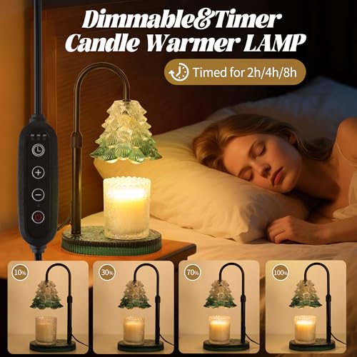 Christmas Tree Shaped Candle Warmer Lamp with Timer & Dimmer – Adjustable Wax Melt Lamp for Jar Candles, Home Decor Accent...