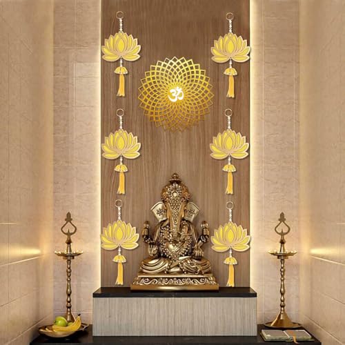 SAJTOX Lotus Hangings for Decoration Floral Wall Hangings for Temple Decor Pooja Room Decoration Items Back Dropper Showpi...