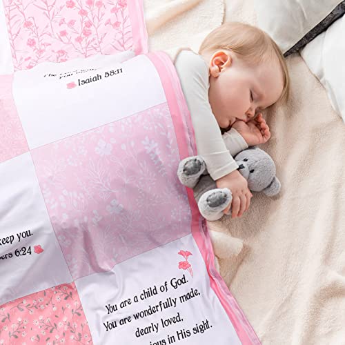 Oudain Christian Baby Blankets with Bible Verses Scripture Flowers Paisley Baby Receiving Baptism Blanket Christian Christ...