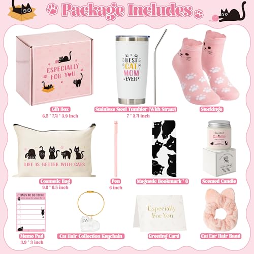 Xqumoi Cat Mom Gifts for Women - Cats Lover Gift Box for Mother's Day, Birthday, Christmas Cute Kitty Present Set for Craz...