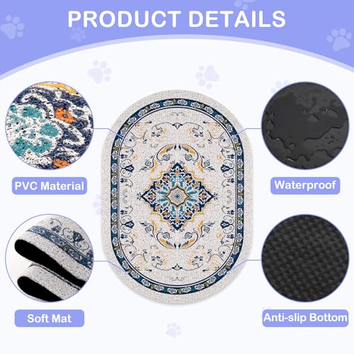 Bienbee Cat Litter Mat, 33" x 22" Large Size Litter Box Mat Rug with Non-Slip Bottom,Urine and Water Proof, Easy to Clean ...