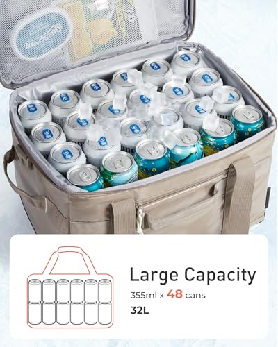 TOURIT Soft Sided Cooler Bag Insulated 48/60 Cans, Large Collapsible & Leakproof Ice Chest for Picnic, Beach, Camping, Travel