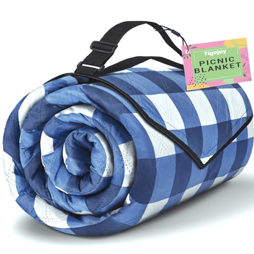 TigeJoy Extra Large Picnic Blanket Waterproof Foldable 80''x80'', Outdoor Picnic Mat Beach Blanket Sandproof for Park, Gra...
