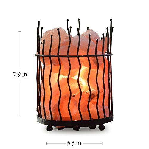 Himalayan Glow Pillar style Salt Basket Lamp with salt chunks, Himalayan Salt lamp with Touch Dimmer Control, Amber Glow, ...