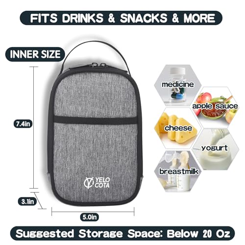 Yelocota Small Insulated Lunch Bag- Snack Bag- Mini Cooler Bag with Handle Buckle for Travel,Work,School(Storage Space bel...