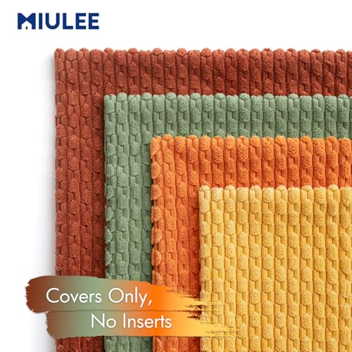 MIULEE Burnt Orange Decorative Throw Pillow Covers for Couch Modern Striped Cushion Covers Soft Corduroy Pillowcase Home D...
