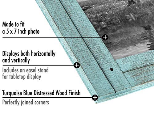 Americanflat 5x7 Picture Frame with Polished, Crystal Clear Glass - Hampton Collection - Distressed Wood Picture Frames fo...