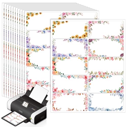 Zhanmai 300 Pcs Personalized Return Address Mailing Labels Floral 2x4 Inch Self Adhesive Stickers Printable Gift Custom La...