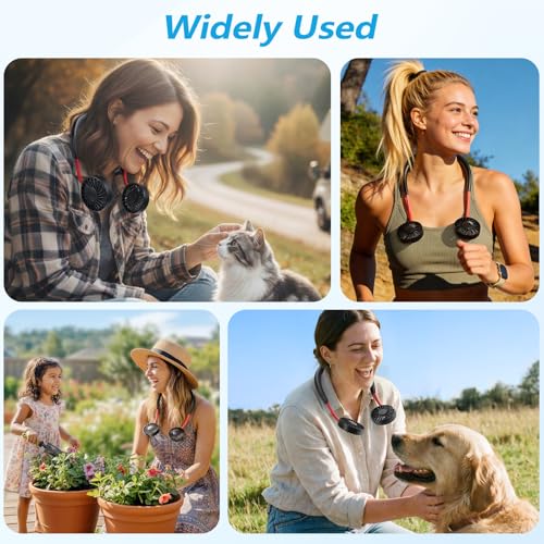 shuangjishan Neck Fan Portable Rechargeable: Personal Cooling Wearable Fan Around your Neck that Blow Cold Air for Men Wom...
