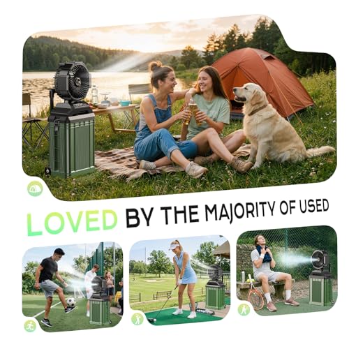 YDCBRIRAY 4 Gal Large Misting Bucket Fan Portable, 40000mAh Rechargeable Mister Fan with Retractable Handle & Oscillating ...