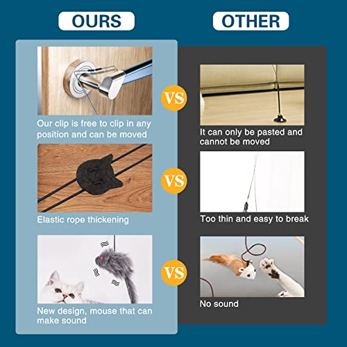 Kalimdor Interactive Cat Feather Toys,Retractable Teaser Toy ，Hanging Interactive Toys for Indoor Cats Kitten Play Chase E...
