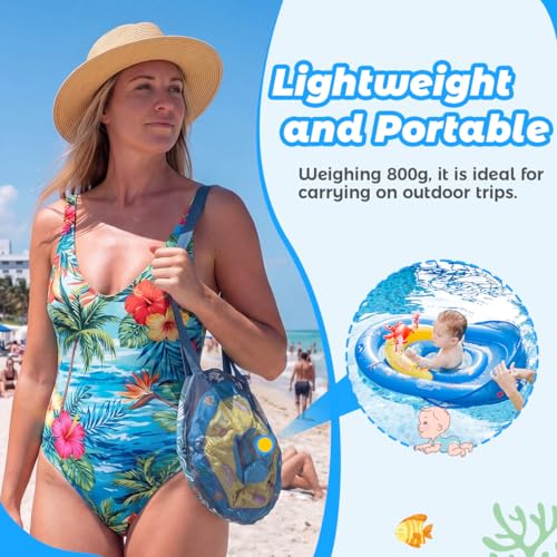 LAYCOL Baby Pool Float with Canopy UPF50+, 120°Adjustable Sun Protection and Anti-Tip Safety Seat, Inflatable Toddler Floa...